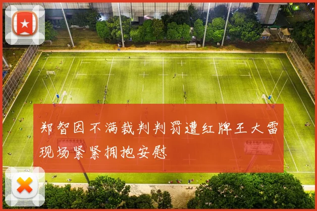 郑智因不满裁判判罚遭红牌王大雷现场紧紧拥抱安慰